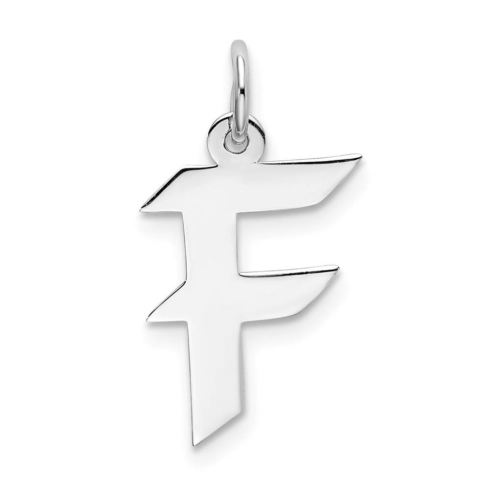 Sterling Silver Karlie Collection Artisan Block Initial Charm Letter F, Item P10432-F by The Black Bow Jewelry Co.