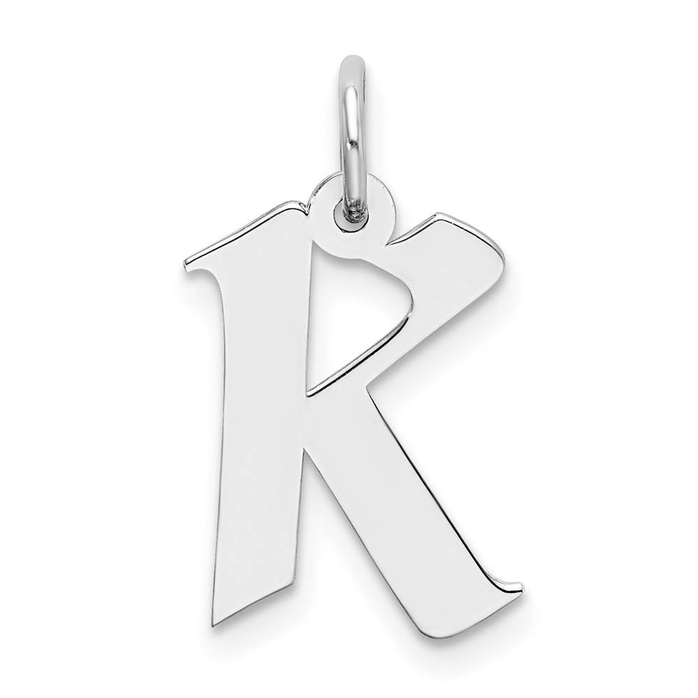 Sterling Silver Karlie Collection Artisan Block Initial Charm Letter K, Item P10432-K by The Black Bow Jewelry Co.