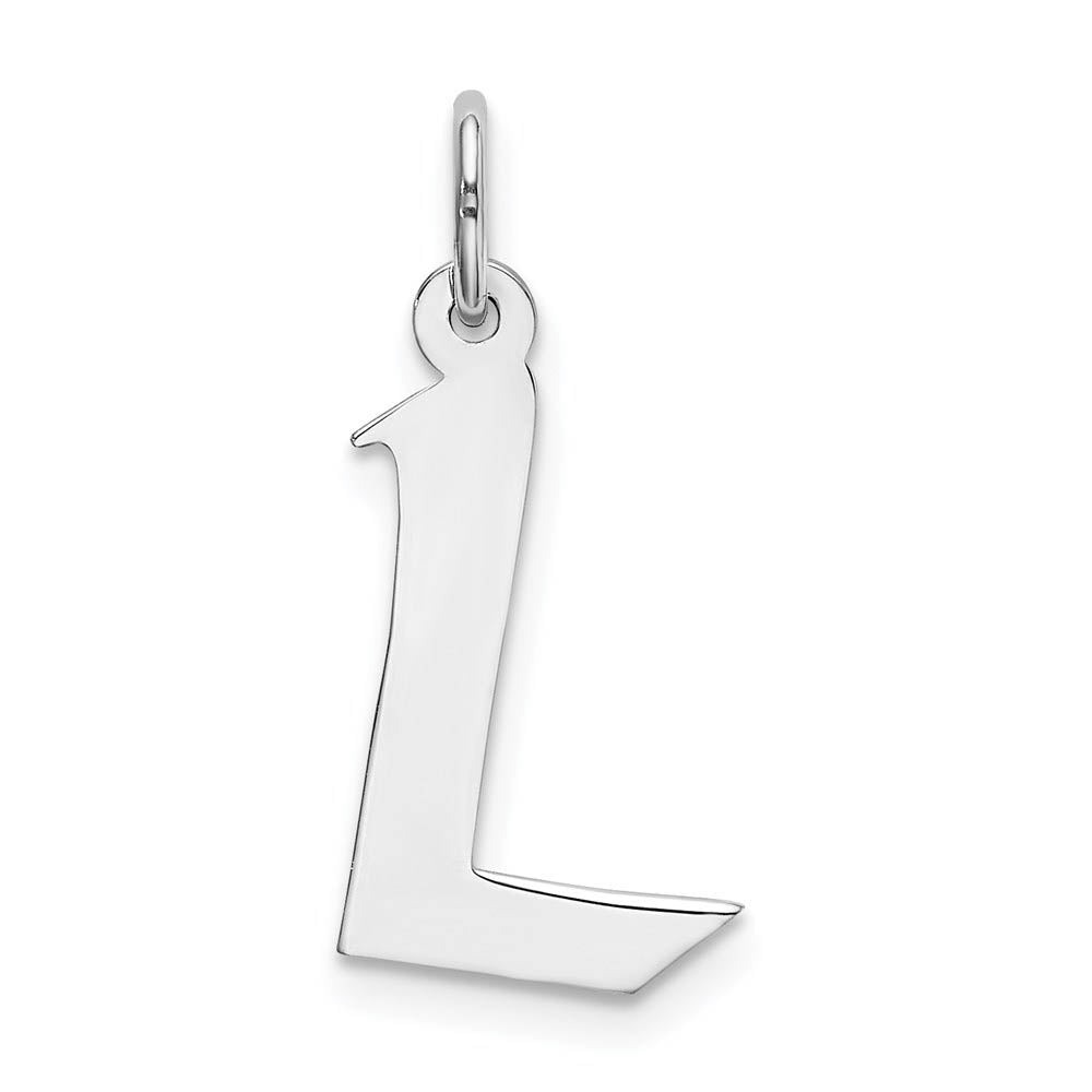 Sterling Silver Karlie Collection Artisan Block Initial Charm Letter L, Item P10432-L by The Black Bow Jewelry Co.