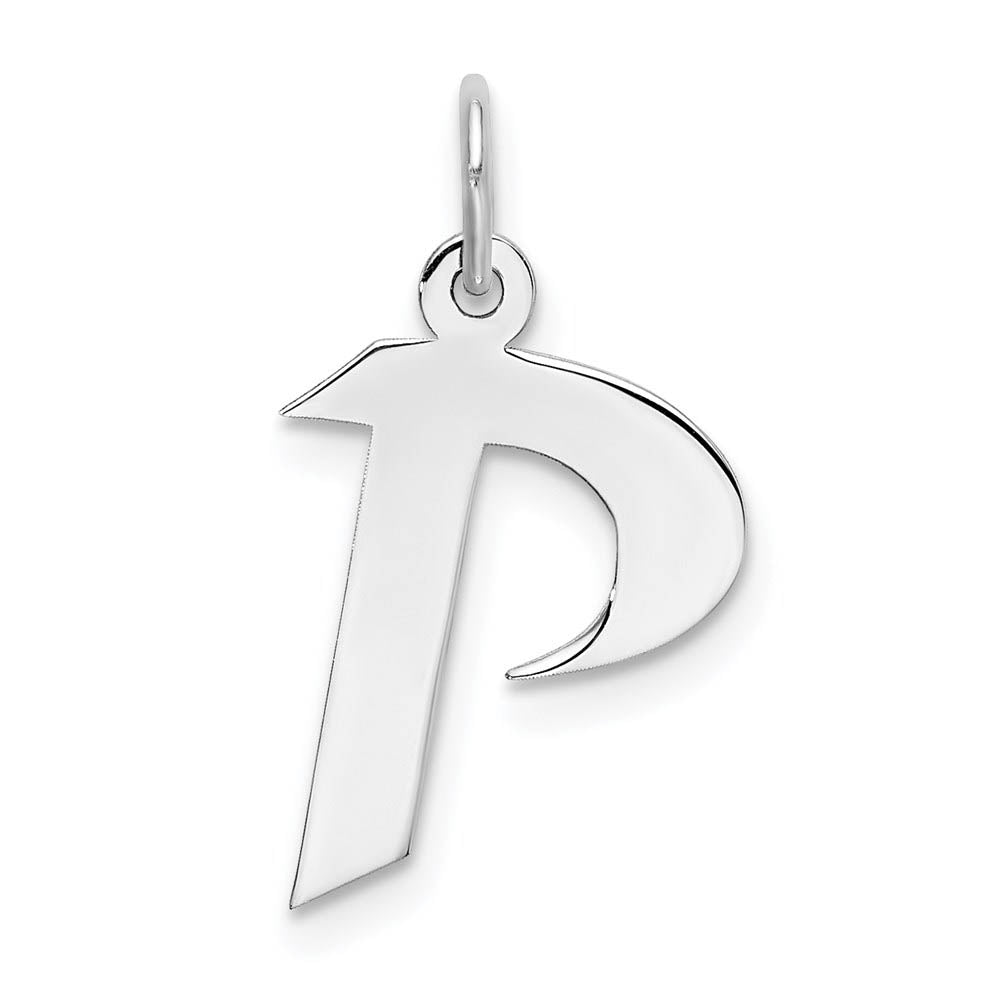 Sterling Silver Karlie Collection Artisan Block Initial Charm Letter P, Item P10432-P by The Black Bow Jewelry Co.