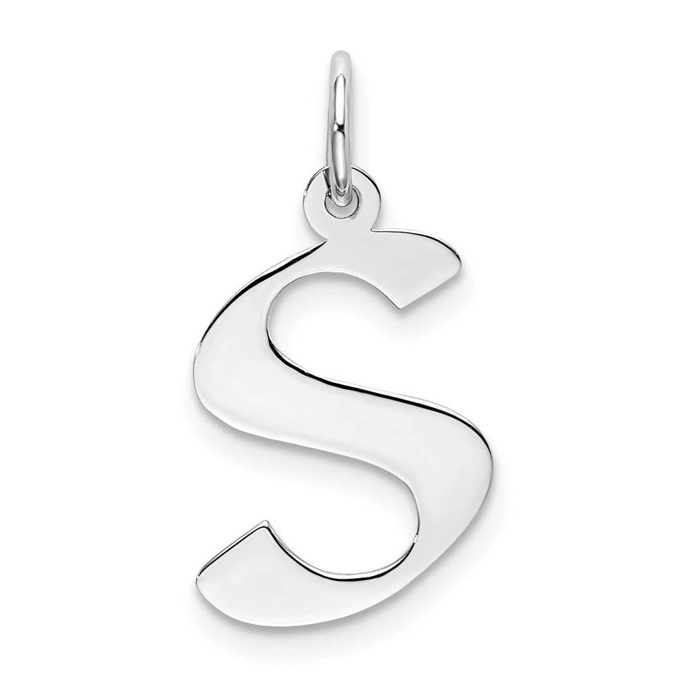 Sterling Silver Karlie Collection Artisan Block Initial Charm Letter S, Item P10432-S by The Black Bow Jewelry Co.