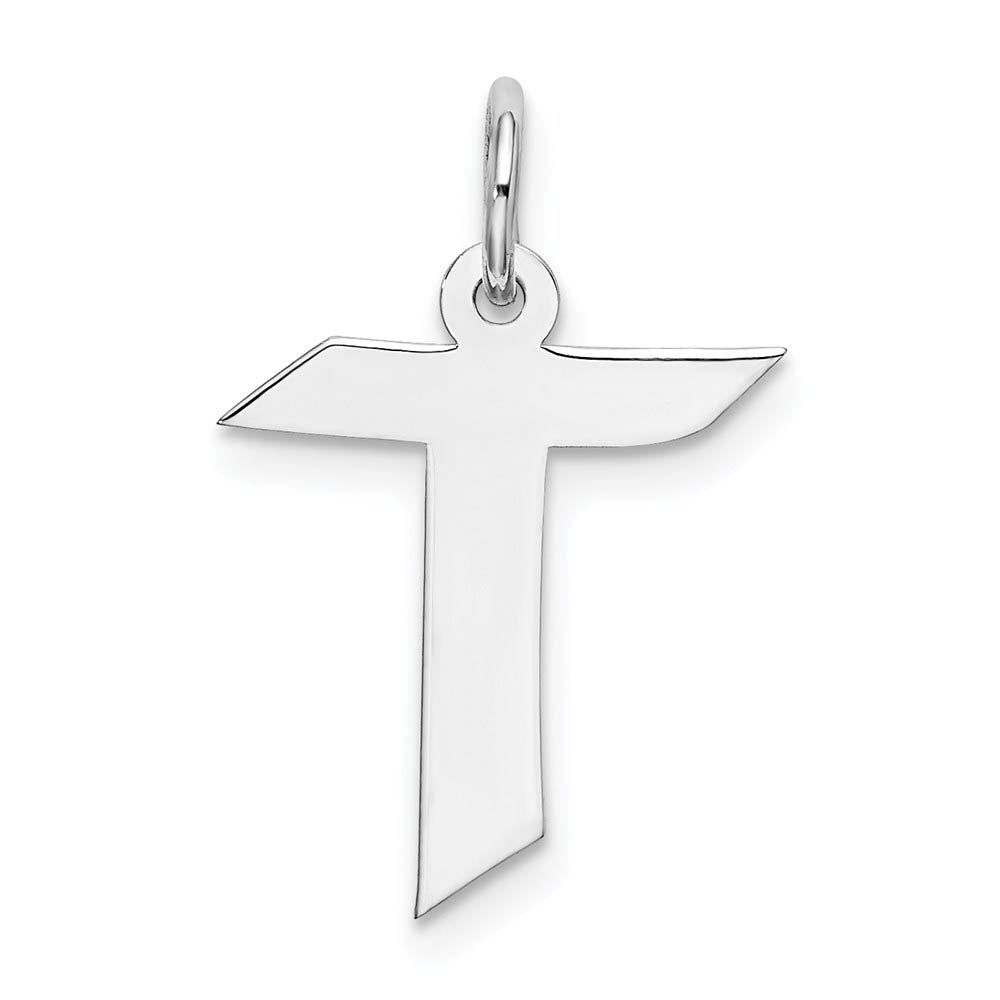Sterling Silver Karlie Collection Artisan Block Initial Charm Letter T, Item P10432-T by The Black Bow Jewelry Co.