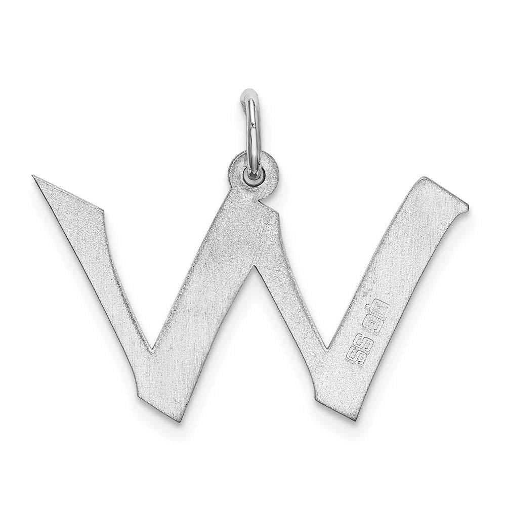 Alternate view of the Sterling Silver Karlie Collection Artisan Block Initial Charm Letter W by The Black Bow Jewelry Co.