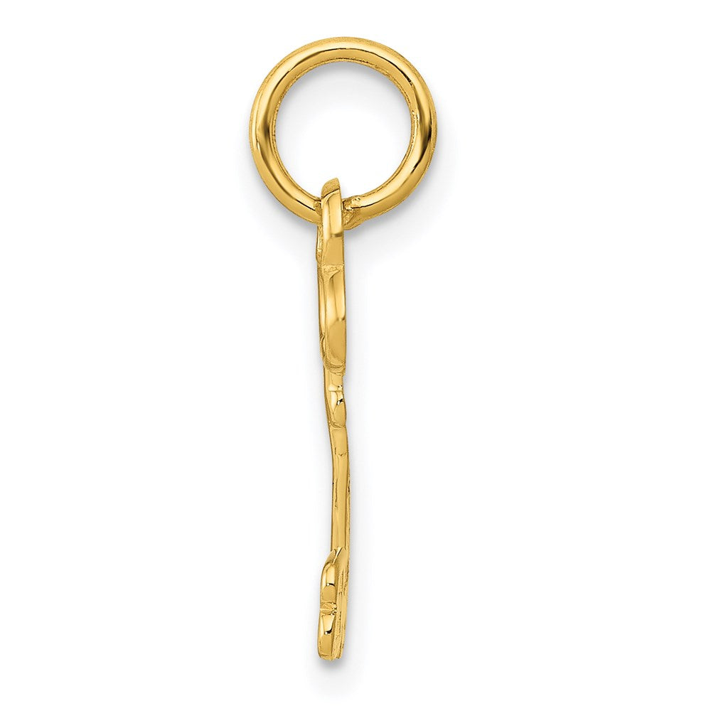 Alternate view of the 14k Yellow Gold, Hannah Collection, Mini Initial B Shamrock Key Charm by The Black Bow Jewelry Co.