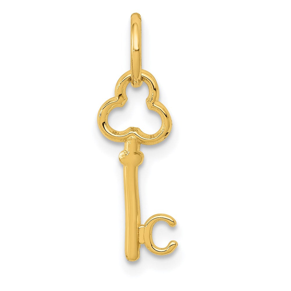 14k Yellow Gold, Hannah Collection, Mini Initial C Shamrock Key Charm, Item P10433-C by The Black Bow Jewelry Co.