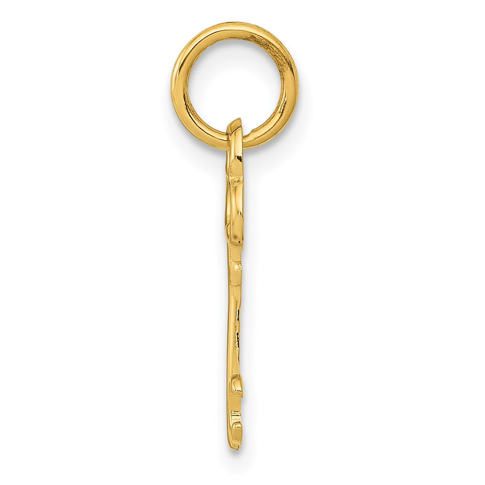 Alternate view of the 14k Yellow Gold, Hannah Collection, Mini Initial C Shamrock Key Charm by The Black Bow Jewelry Co.