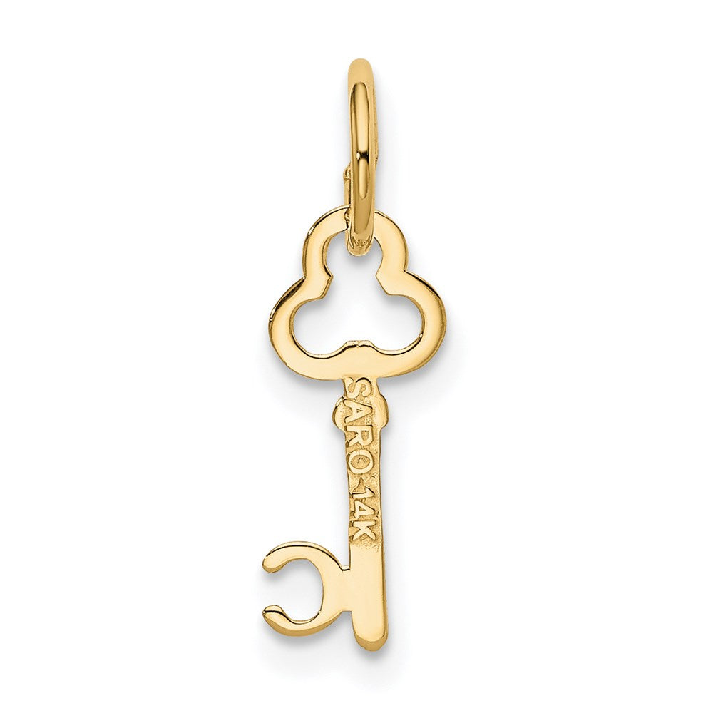 Alternate view of the 14k Yellow Gold, Hannah Collection, Mini Initial C Shamrock Key Charm by The Black Bow Jewelry Co.