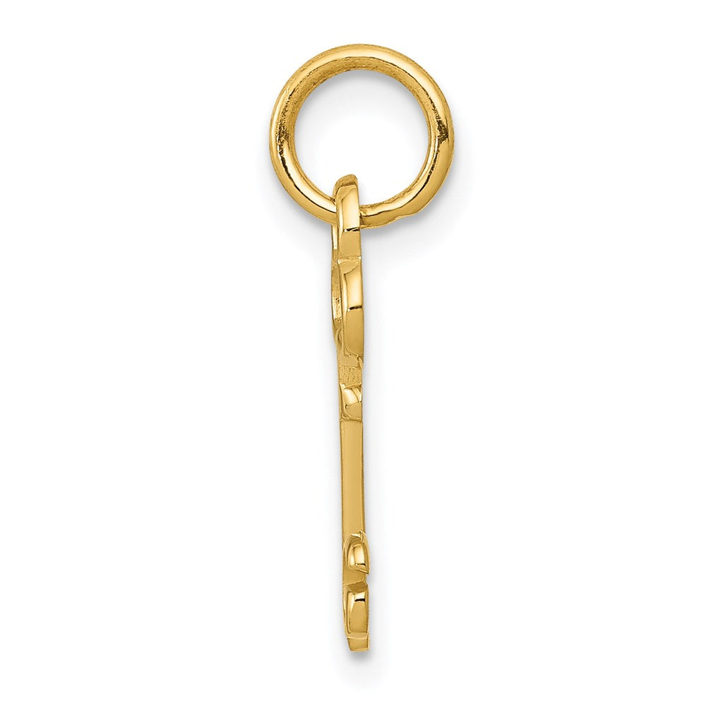 Alternate view of the 14k Yellow Gold, Hannah Collection, Mini Initial G Shamrock Key Charm by The Black Bow Jewelry Co.