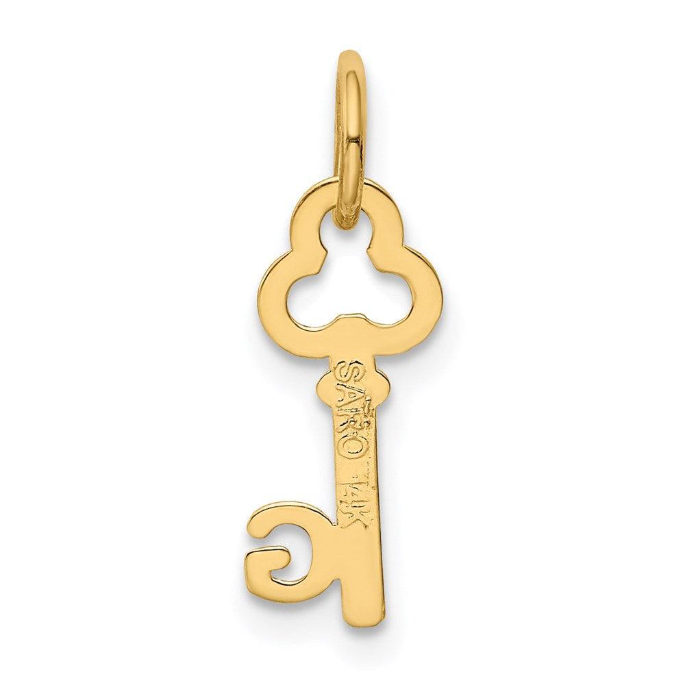 Alternate view of the 14k Yellow Gold, Hannah Collection, Mini Initial G Shamrock Key Charm by The Black Bow Jewelry Co.