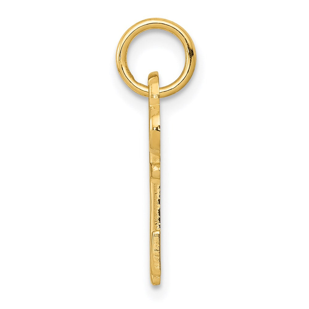 Alternate view of the 14k Yellow Gold, Hannah Collection, Mini Initial I Shamrock Key Charm by The Black Bow Jewelry Co.