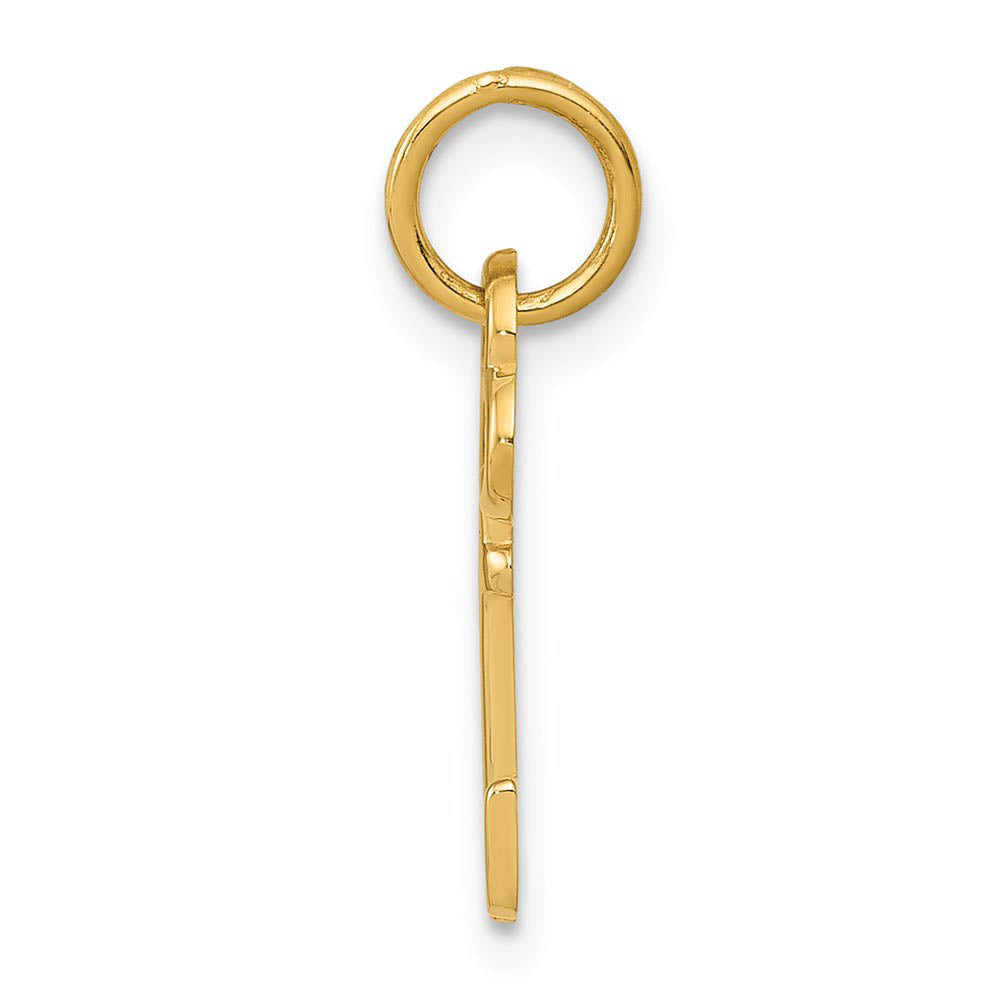 Alternate view of the 14k Yellow Gold, Hannah Collection, Mini Initial J Shamrock Key Charm by The Black Bow Jewelry Co.