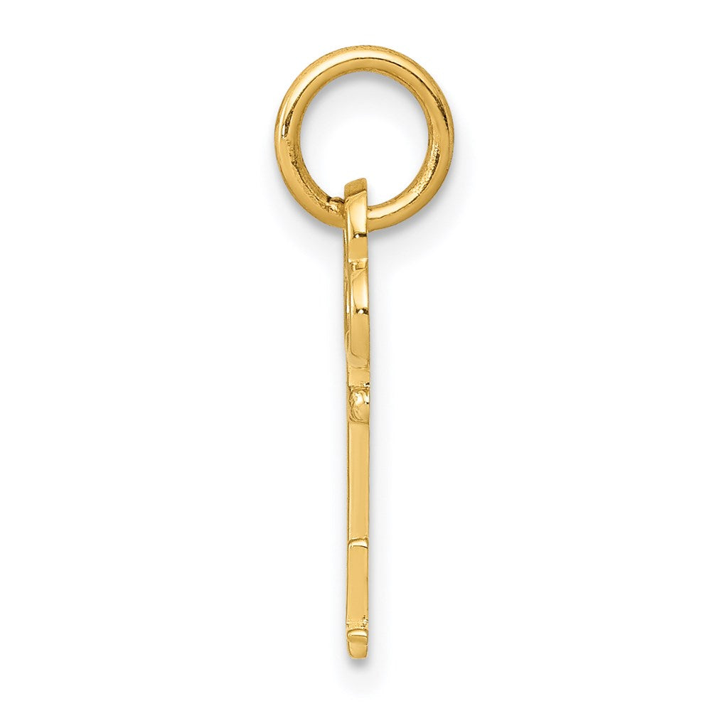Alternate view of the 14k Yellow Gold, Hannah Collection, Mini Initial L Shamrock Key Charm by The Black Bow Jewelry Co.