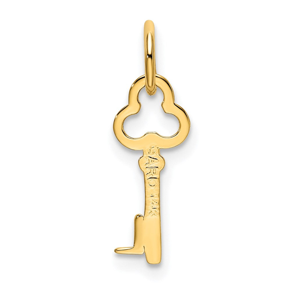 Alternate view of the 14k Yellow Gold, Hannah Collection, Mini Initial L Shamrock Key Charm by The Black Bow Jewelry Co.