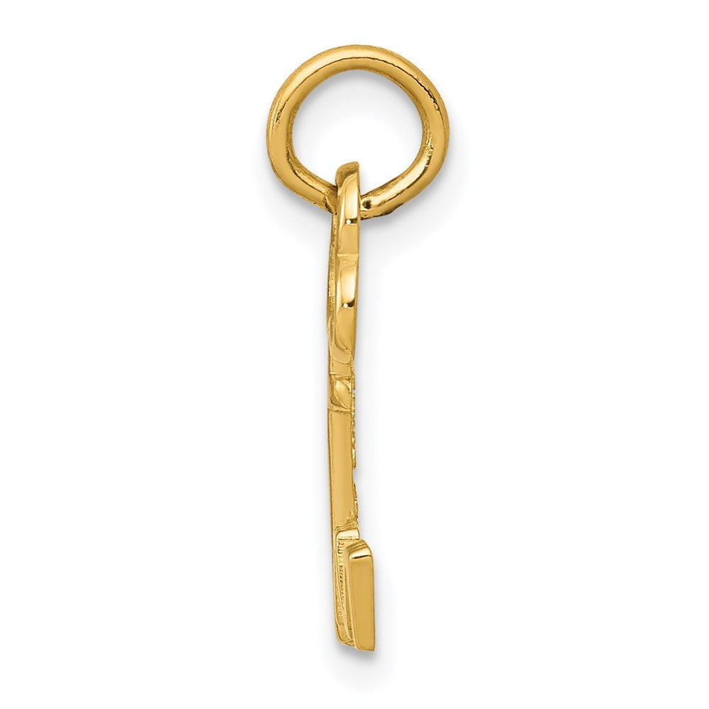 Alternate view of the 14k Yellow Gold, Hannah Collection, Mini Initial M Shamrock Key Charm by The Black Bow Jewelry Co.