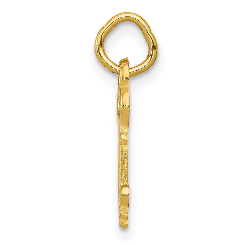 Alternate view of the 14k Yellow Gold, Hannah Collection, Mini Initial P Shamrock Key Charm by The Black Bow Jewelry Co.