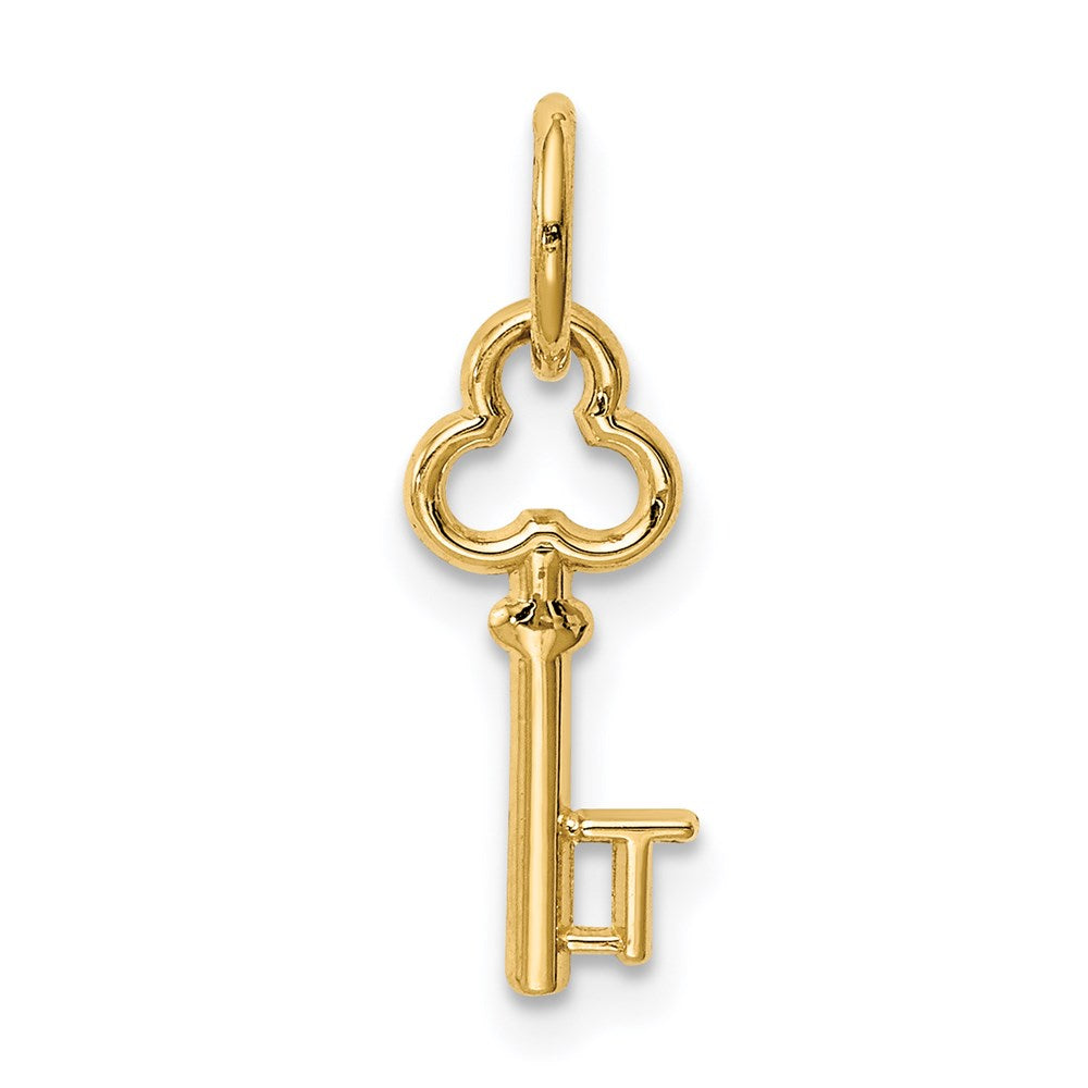 14k Yellow Gold, Hannah Collection, Mini Initial T Shamrock Key Charm, Item P10433-T by The Black Bow Jewelry Co.