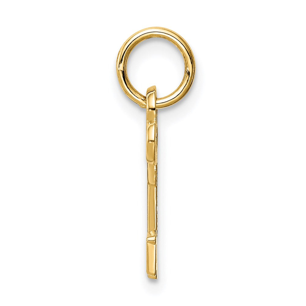 Alternate view of the 14k Yellow Gold, Hannah Collection, Mini Initial T Shamrock Key Charm by The Black Bow Jewelry Co.