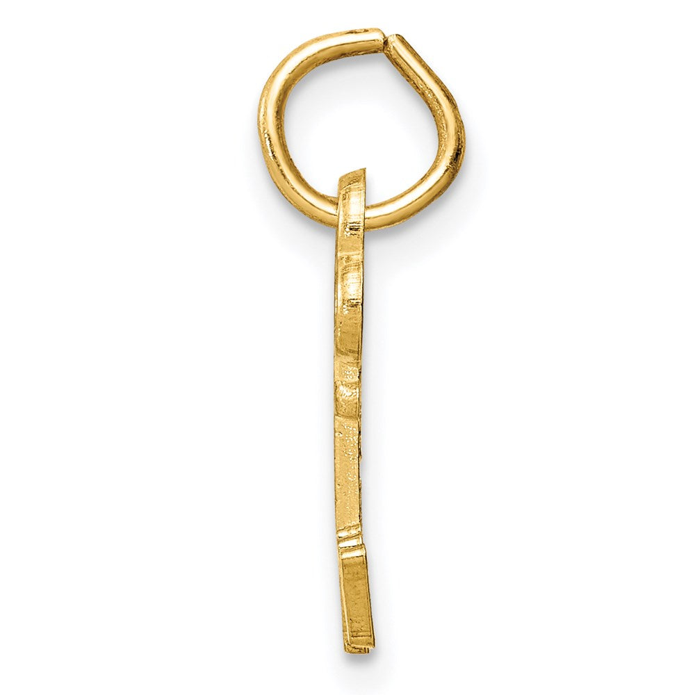 Alternate view of the 14k Yellow Gold, Hannah Collection, Mini Initial W Shamrock Key Charm by The Black Bow Jewelry Co.
