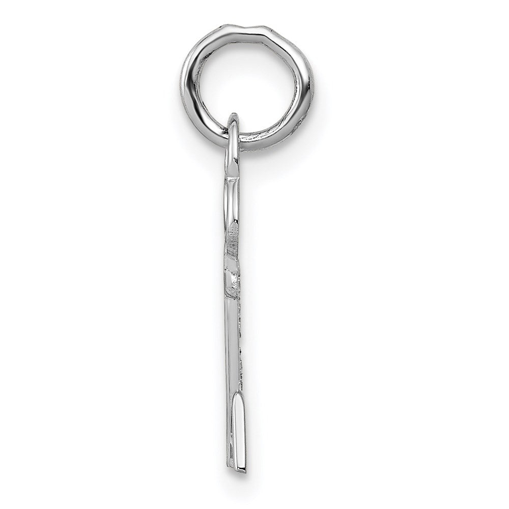 Alternate view of the 14k White Gold, Hannah Collection, Mini Initial A Shamrock Key Charm by The Black Bow Jewelry Co.