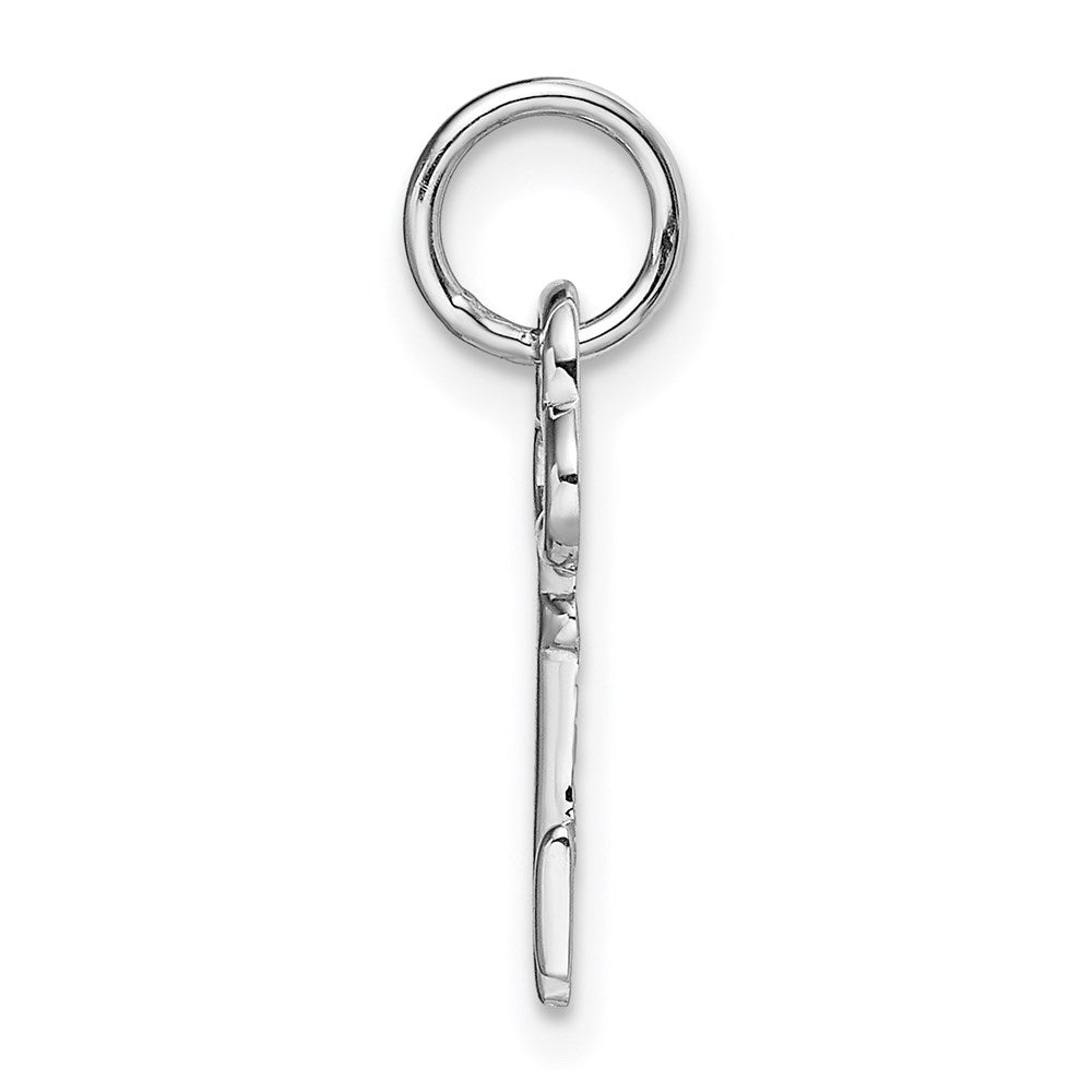 Alternate view of the 14k White Gold, Hannah Collection, Mini Initial I Shamrock Key Charm by The Black Bow Jewelry Co.