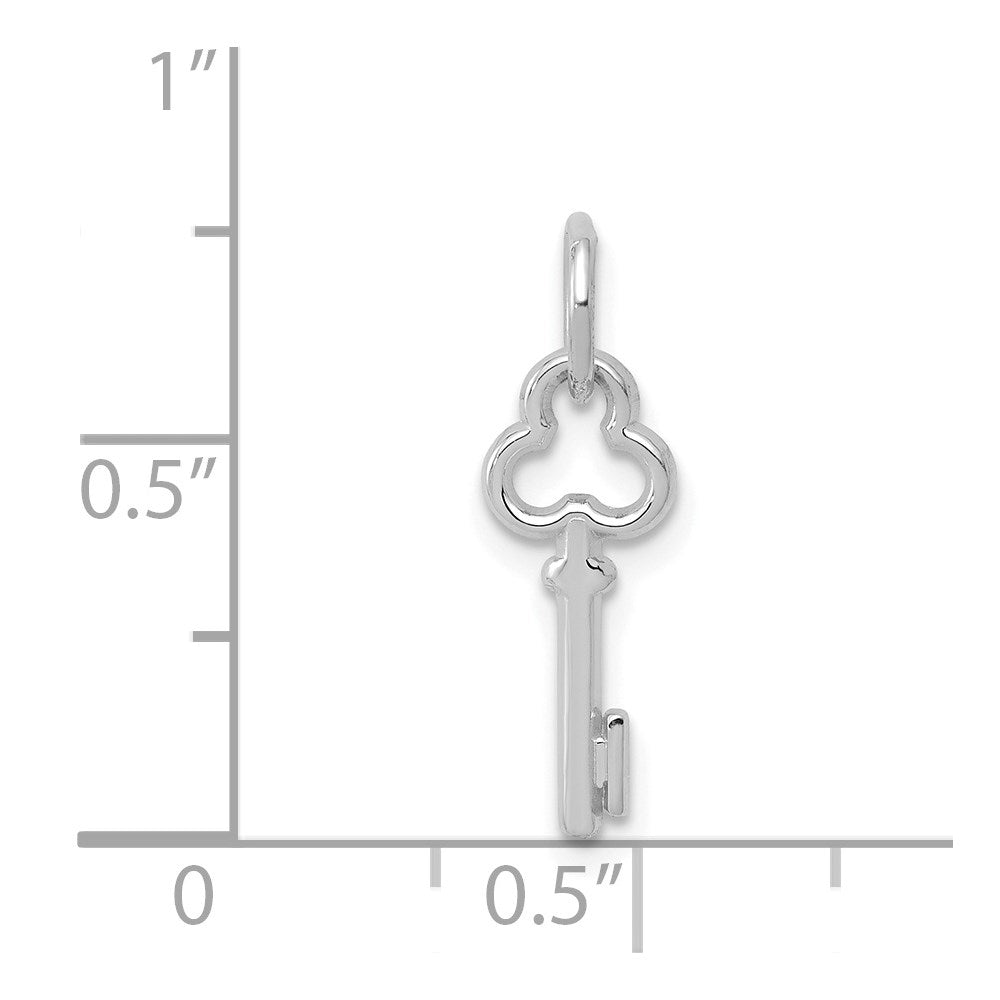 Alternate view of the 14k White Gold, Hannah Collection, Mini Initial I Shamrock Key Charm by The Black Bow Jewelry Co.