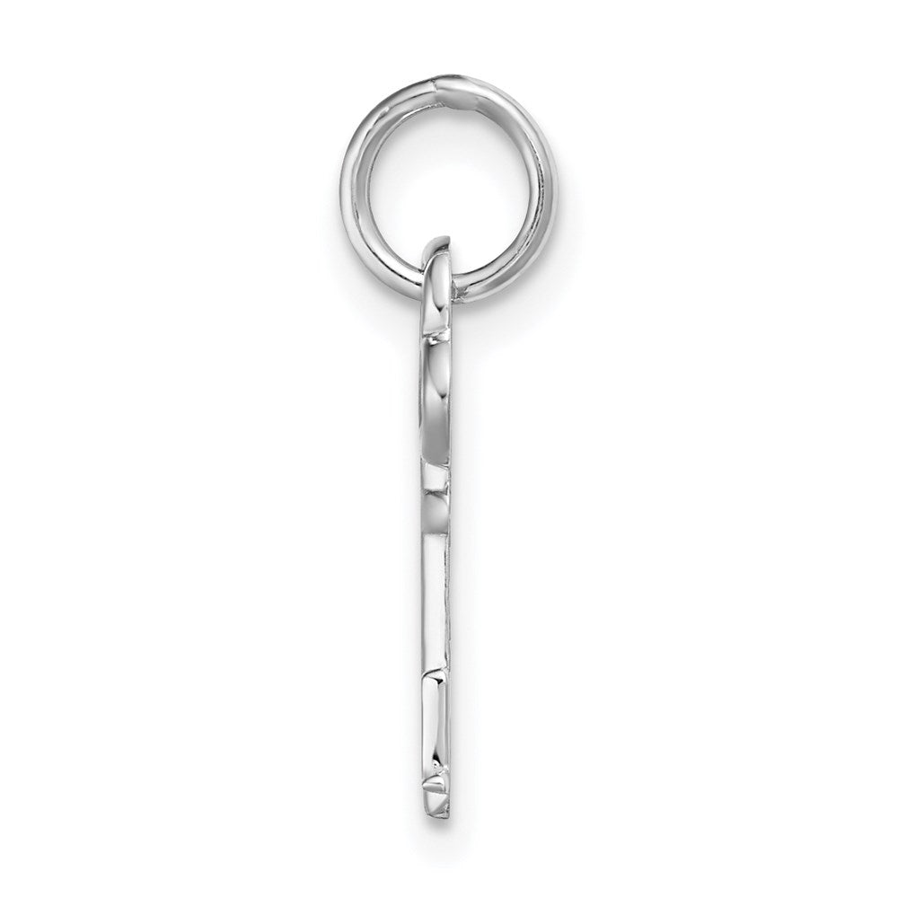 Alternate view of the 14k White Gold, Hannah Collection, Mini Initial L Shamrock Key Charm by The Black Bow Jewelry Co.