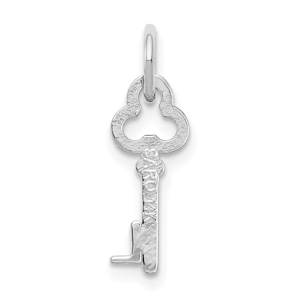 Alternate view of the 14k White Gold, Hannah Collection, Mini Initial L Shamrock Key Charm by The Black Bow Jewelry Co.