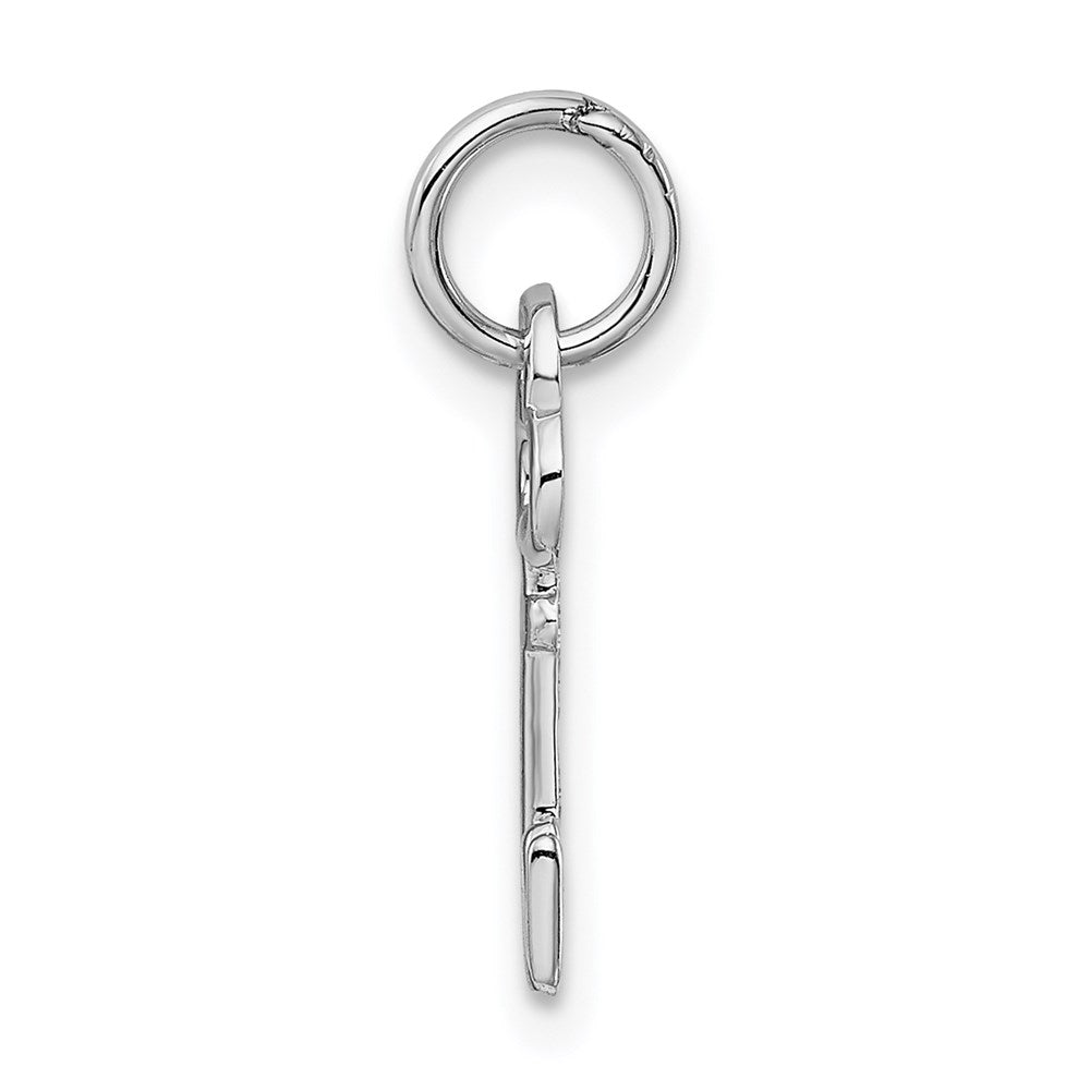 Alternate view of the 14k White Gold, Hannah Collection, Mini Initial N Shamrock Key Charm by The Black Bow Jewelry Co.
