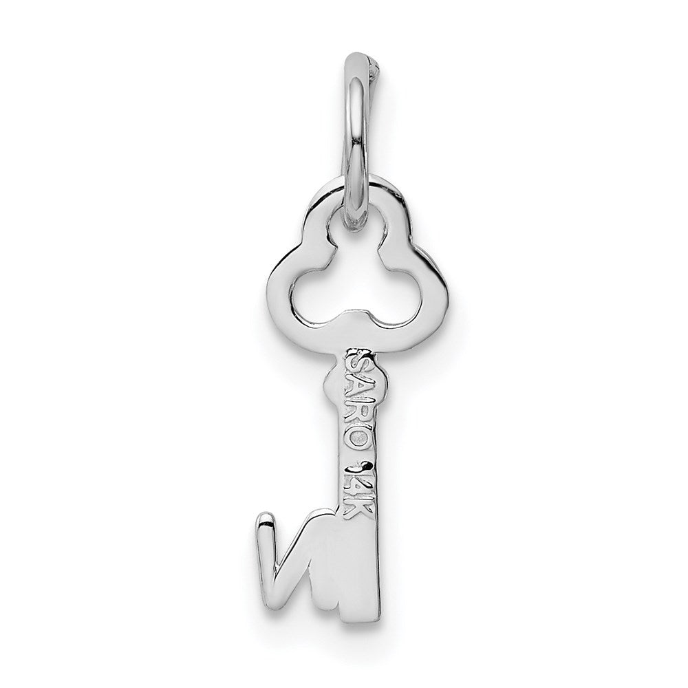 Alternate view of the 14k White Gold, Hannah Collection, Mini Initial N Shamrock Key Charm by The Black Bow Jewelry Co.