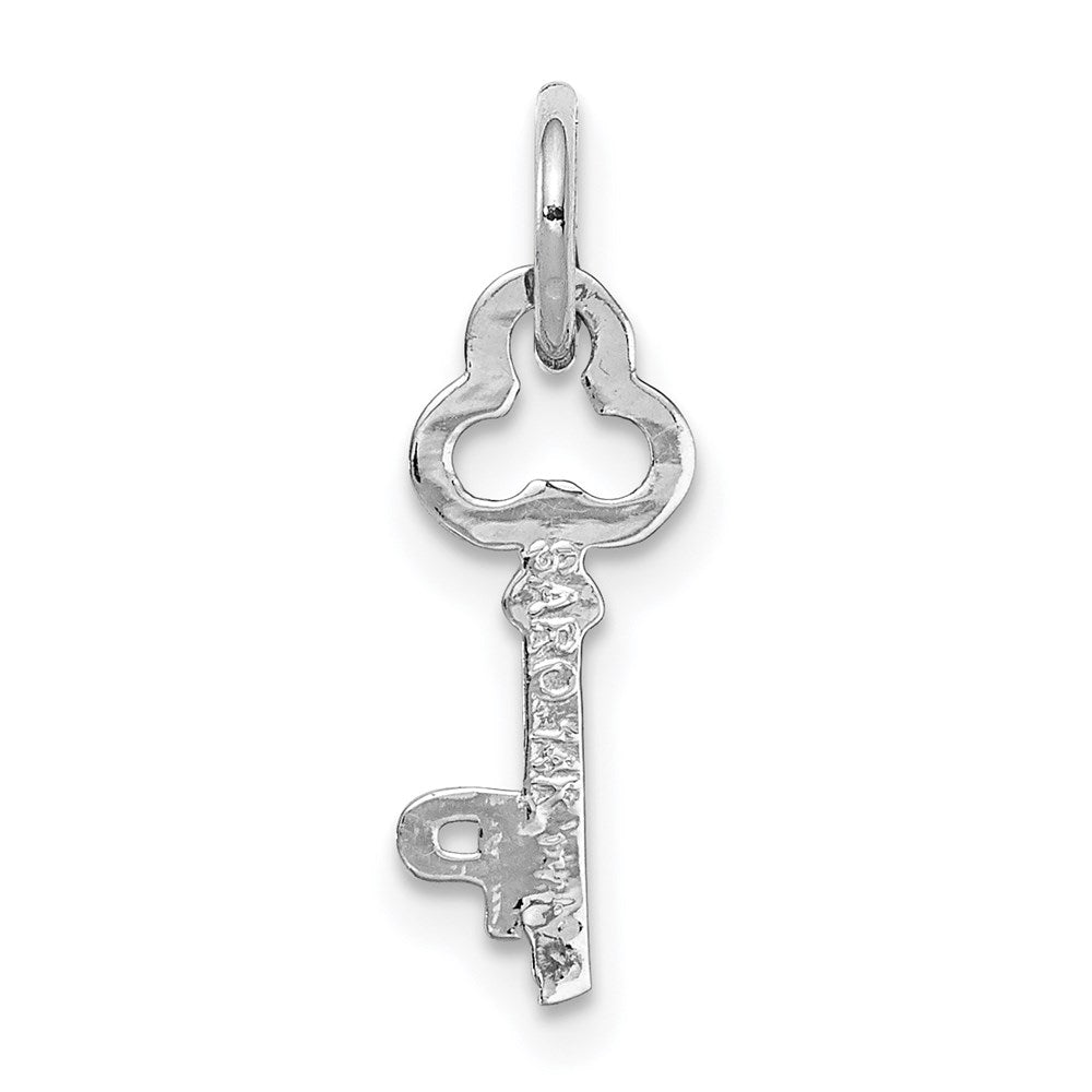 Alternate view of the 14k White Gold, Hannah Collection, Mini Initial P Shamrock Key Charm by The Black Bow Jewelry Co.