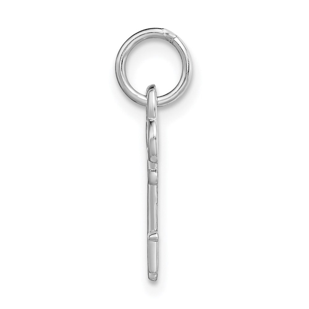 Alternate view of the 14k White Gold, Hannah Collection, Mini Initial T Shamrock Key Charm by The Black Bow Jewelry Co.