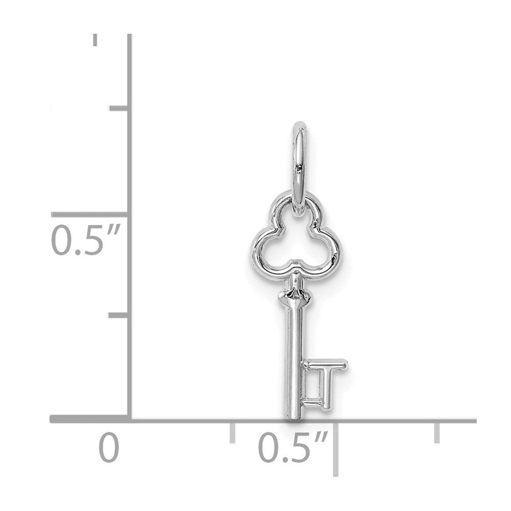 Alternate view of the 14k White Gold, Hannah Collection, Mini Initial T Shamrock Key Charm by The Black Bow Jewelry Co.