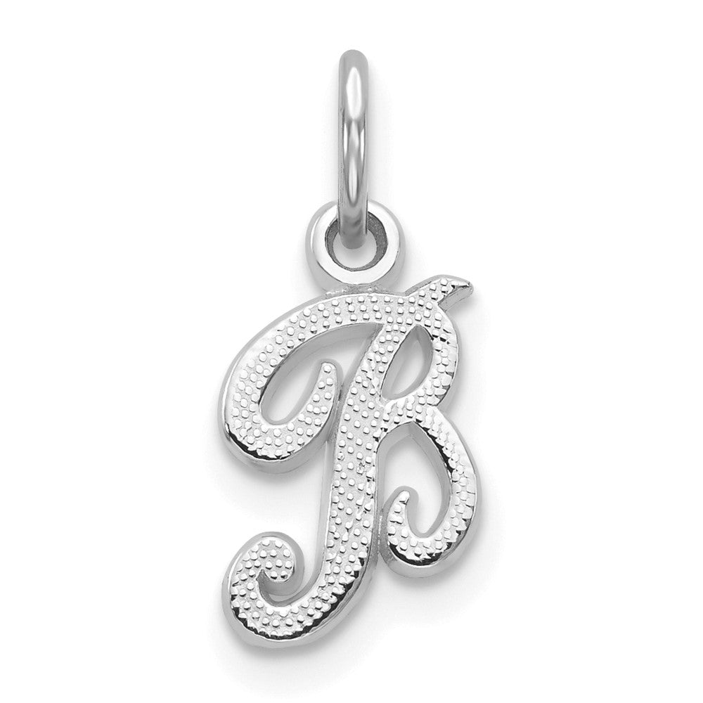 14k White Gold, Sadie Collection, Mini Satin Script Initial B Charm, Item P10435-B by The Black Bow Jewelry Co.