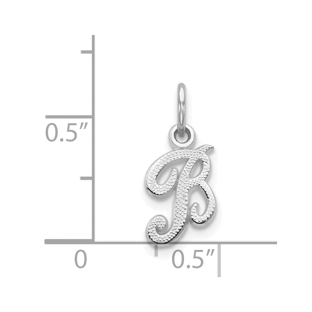 Alternate view of the 14k White Gold, Sadie Collection, Mini Satin Script Initial B Charm by The Black Bow Jewelry Co.
