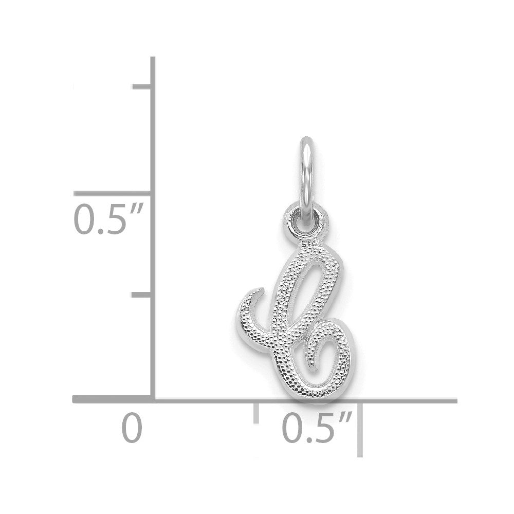 Alternate view of the 14k White Gold, Sadie Collection, Mini Satin Script Initial C Charm by The Black Bow Jewelry Co.