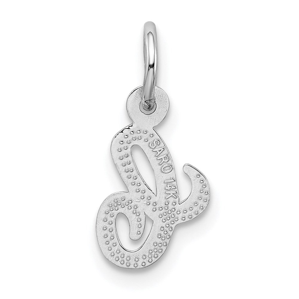 Alternate view of the 14k White Gold, Sadie Collection, Mini Satin Script Initial C Charm by The Black Bow Jewelry Co.