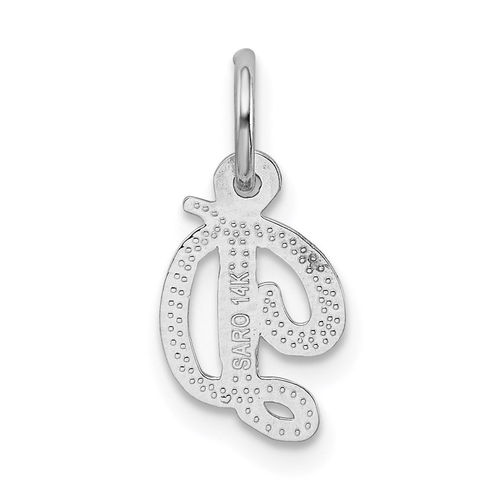 Alternate view of the 14k White Gold, Sadie Collection, Mini Satin Script Initial D Charm by The Black Bow Jewelry Co.