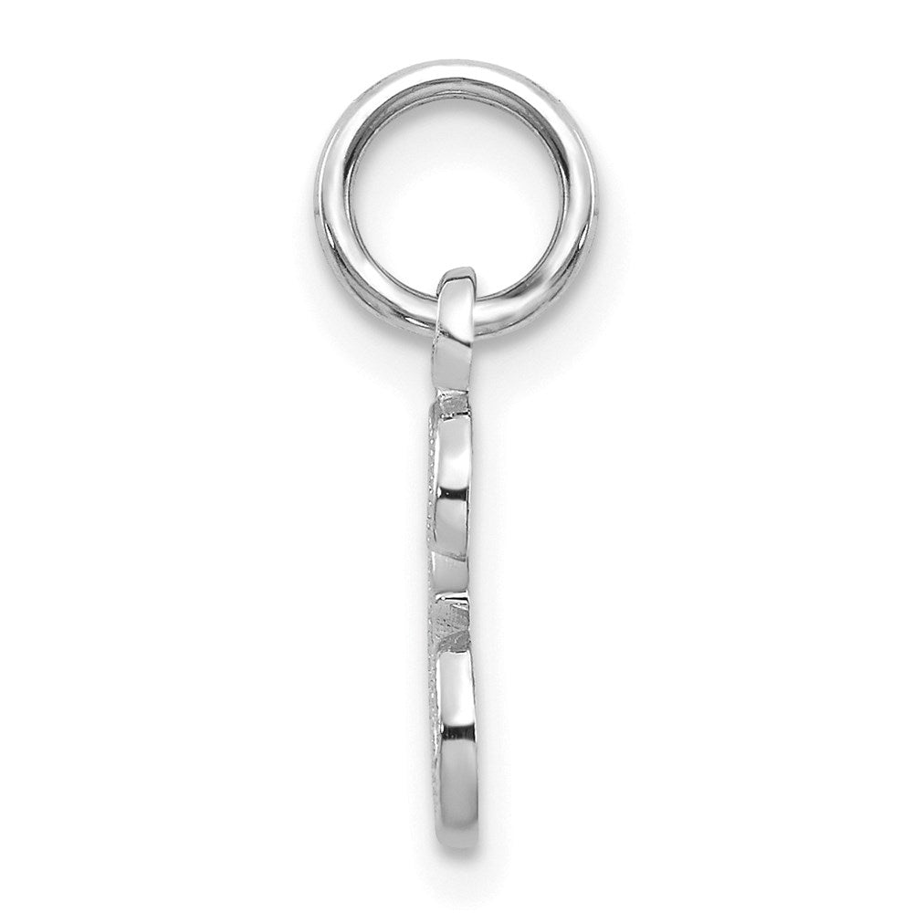 Alternate view of the 14k White Gold, Sadie Collection, Mini Satin Script Initial E Charm by The Black Bow Jewelry Co.