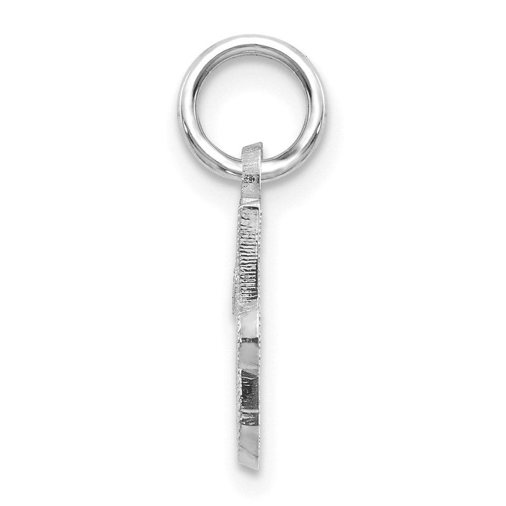 Alternate view of the 14k White Gold, Sadie Collection, Mini Satin Script Initial J Charm by The Black Bow Jewelry Co.