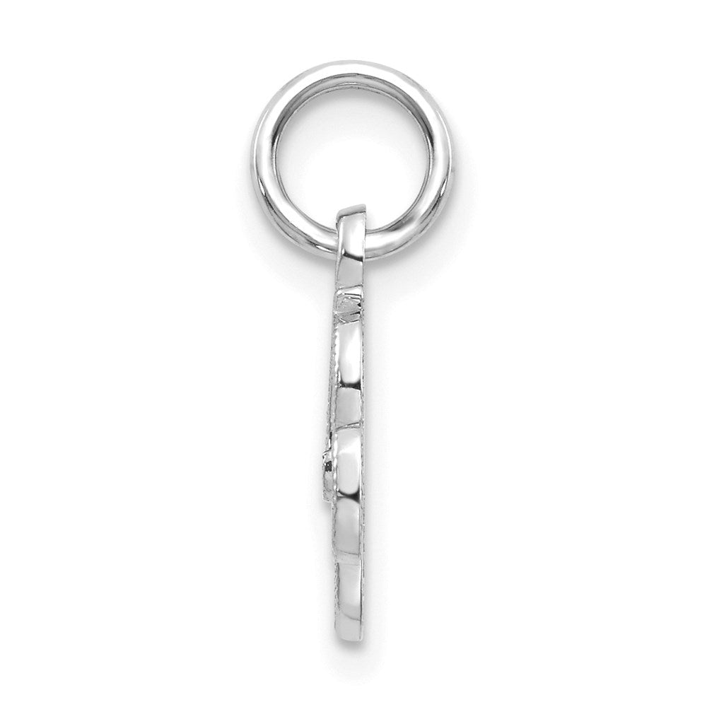 Alternate view of the 14k White Gold, Sadie Collection, Mini Satin Script Initial R Charm by The Black Bow Jewelry Co.