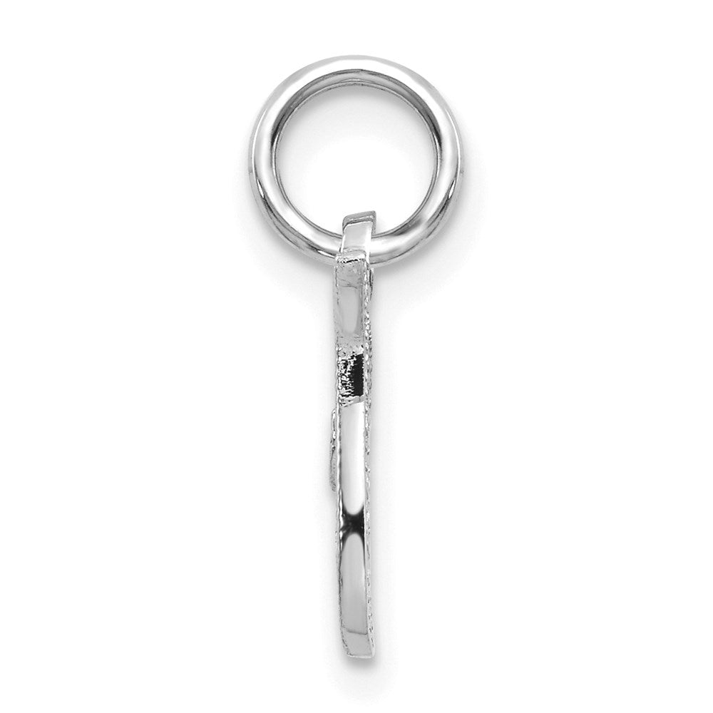 Alternate view of the 14k White Gold, Sadie Collection, Mini Satin Script Initial T Charm by The Black Bow Jewelry Co.