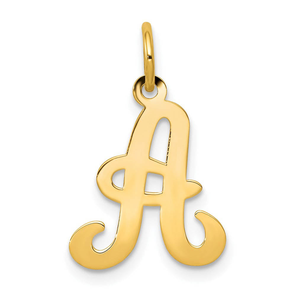 14k Yellow Gold, Sophia Collection, Small Script Initial A Pendant, Item P10436-A by The Black Bow Jewelry Co.
