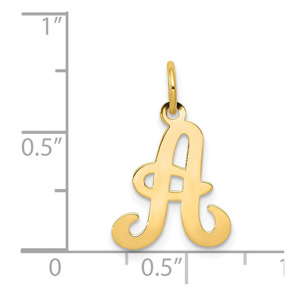 Alternate view of the 14k Yellow Gold, Sophia Collection, Small Script Initial A Pendant by The Black Bow Jewelry Co.