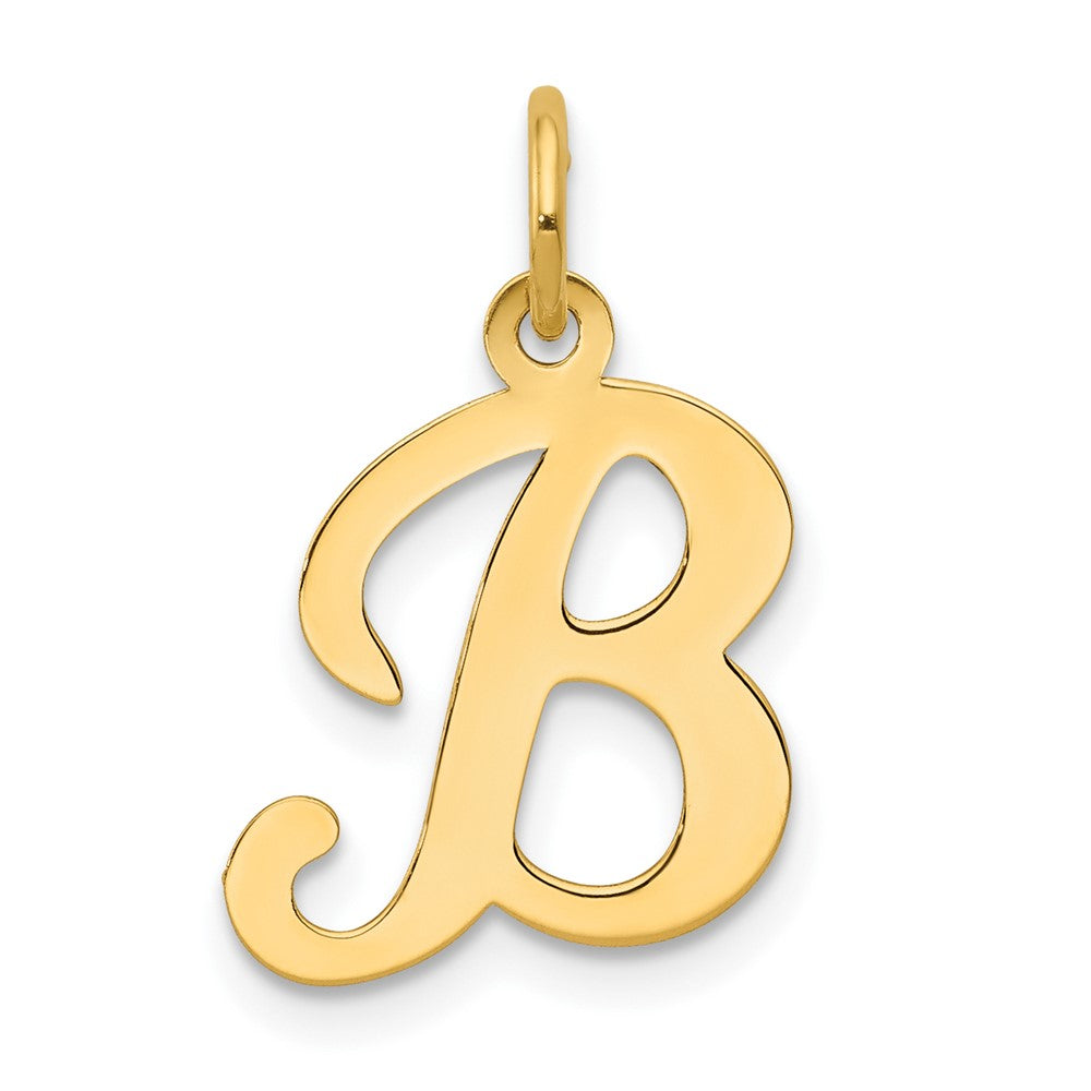 14k Yellow Gold, Sophia Collection, Small Script Initial B Pendant, Item P10436-B by The Black Bow Jewelry Co.