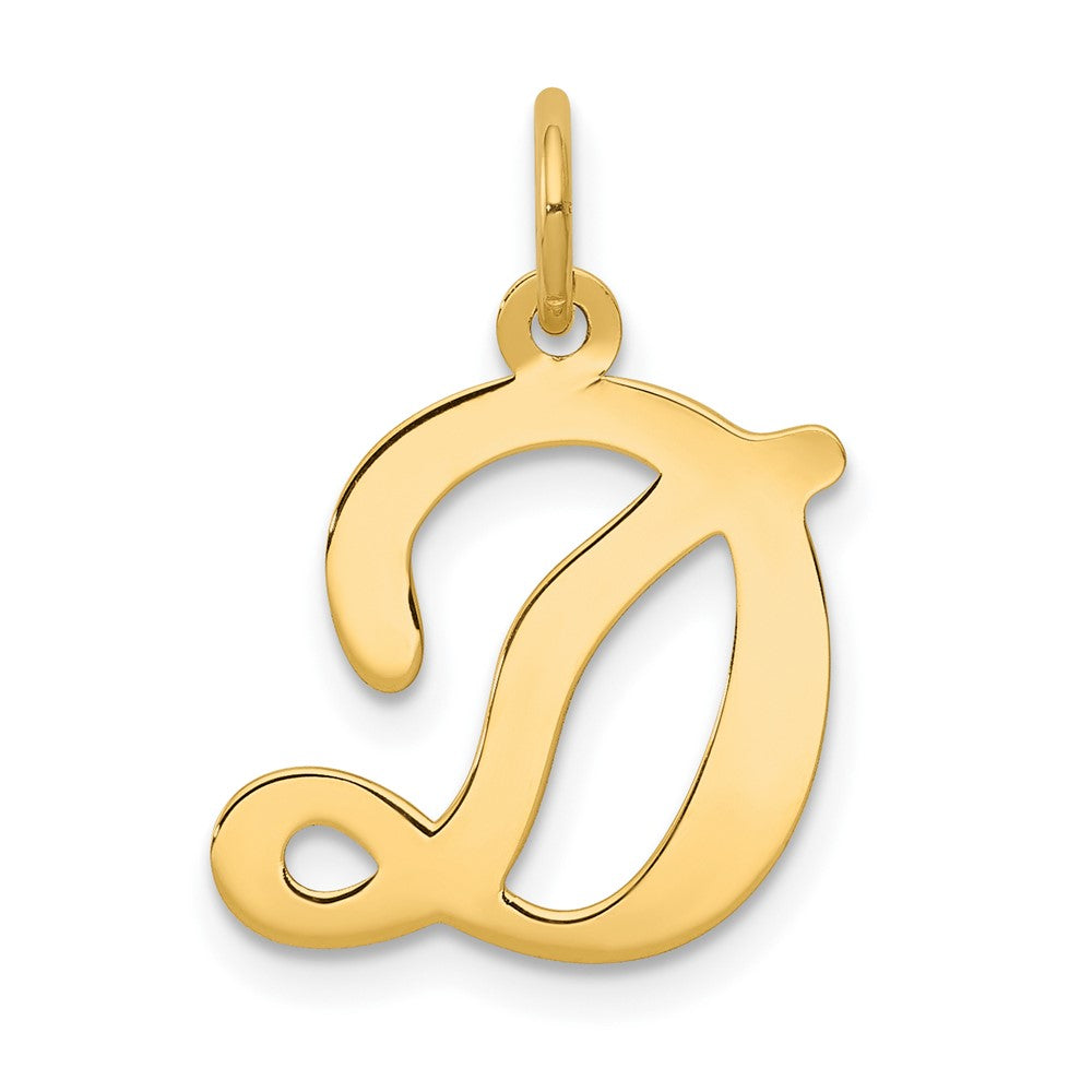 14k Yellow Gold, Sophia Collection, Small Script Initial D Pendant, Item P10436-D by The Black Bow Jewelry Co.