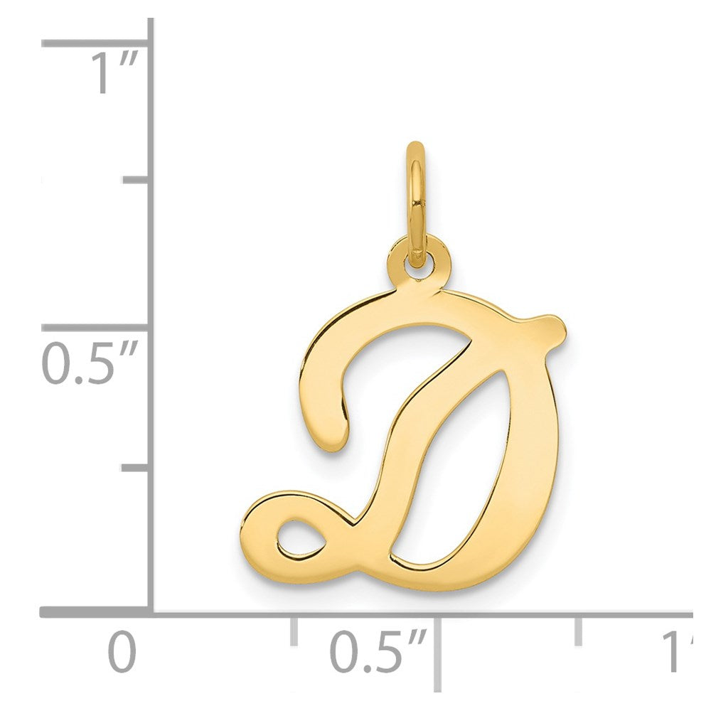 Alternate view of the 14k Yellow Gold, Sophia Collection, Small Script Initial D Pendant by The Black Bow Jewelry Co.