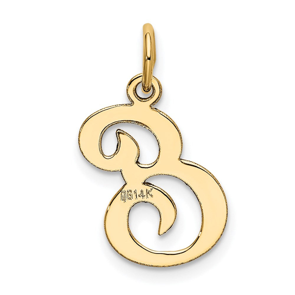Alternate view of the 14k Yellow Gold, Sophia Collection, Small Script Initial E Pendant by The Black Bow Jewelry Co.