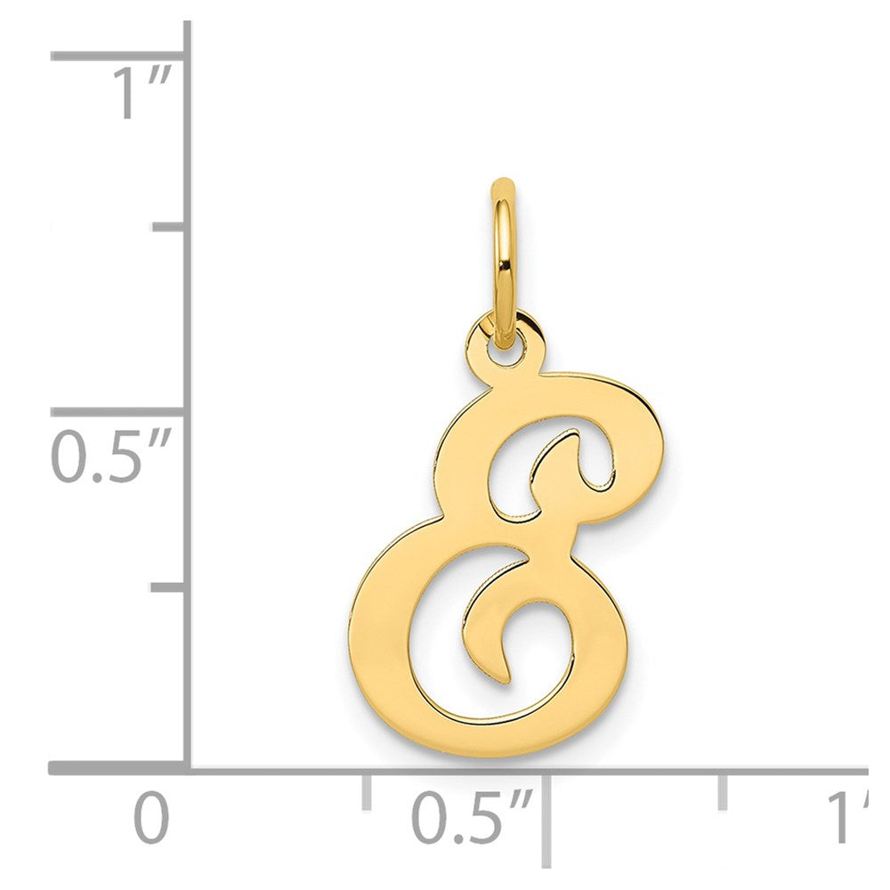 Alternate view of the 14k Yellow Gold, Sophia Collection, Small Script Initial E Pendant by The Black Bow Jewelry Co.