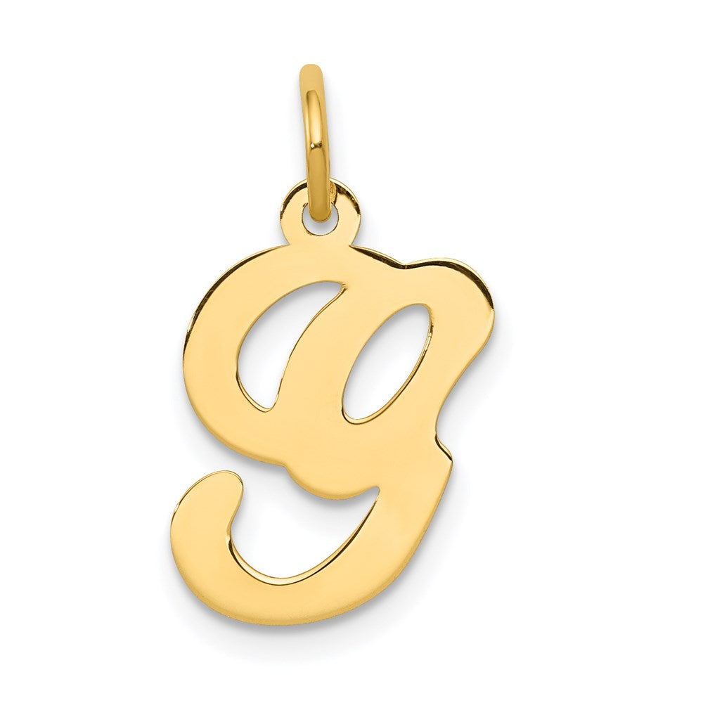 14k Yellow Gold, Sophia Collection, Small Script Initial G Pendant, Item P10436-G by The Black Bow Jewelry Co.