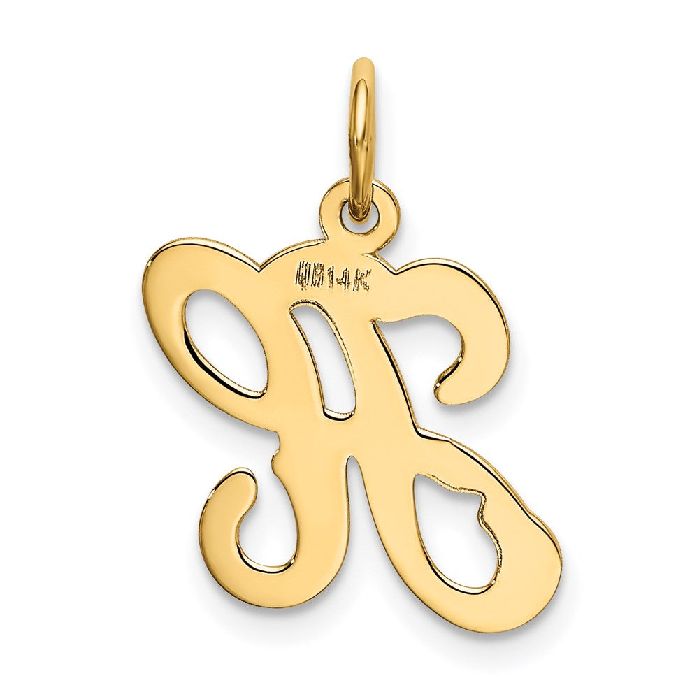 Alternate view of the 14k Yellow Gold, Sophia Collection, Small Script Initial H Pendant by The Black Bow Jewelry Co.